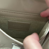 Beige patent leather shoulder bag with dual compartments and silver turnlock closures — Endless | Endless UAE