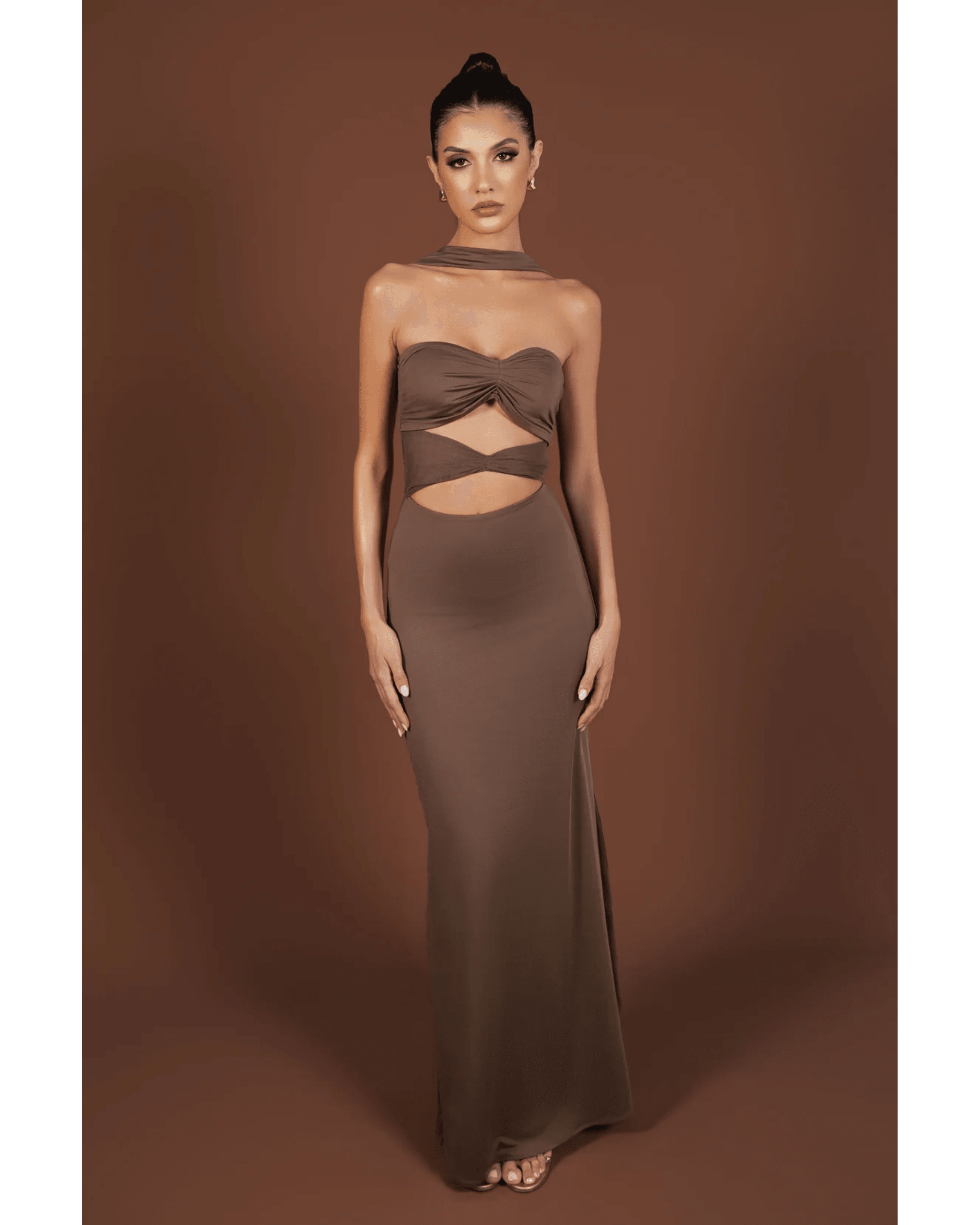 Monique Maxi Dress Brown - Endless - UAE Rental and Resale for Women's Fashion