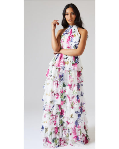 Multi Floral Tiered Stunning Maxi Dress - Endless