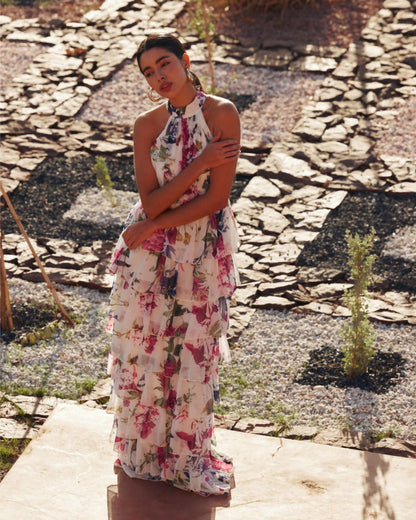 Multi Floral Tiered Stunning Maxi Dress - Endless