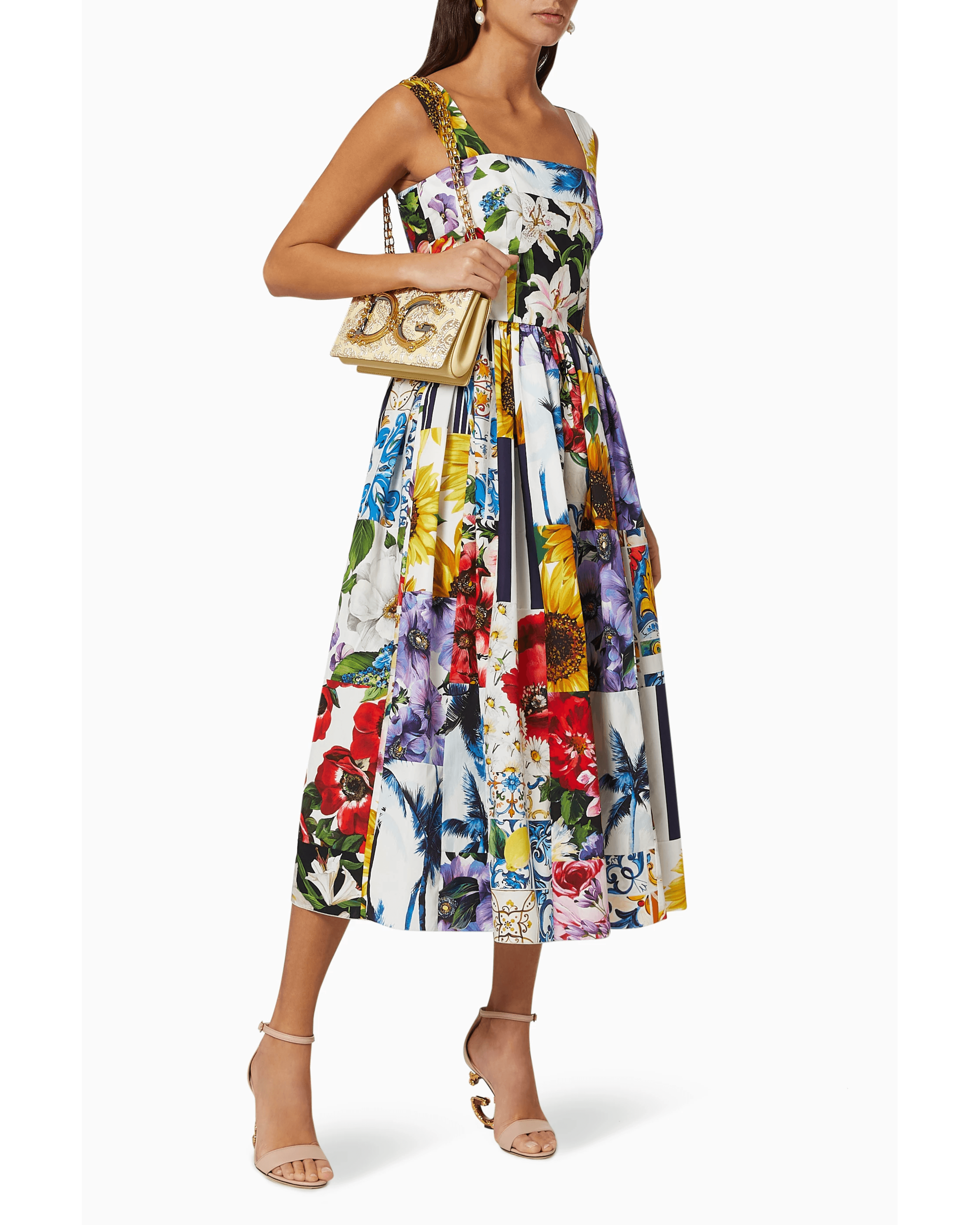 Multicolor Floral Print Cotton Sleeveless Midi Dress - Endless - UAE Rental and Resale for Women's Fashion