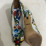 Multicolor Majolica Print Brocade Fabric Bellucci Crystal Embellished Pointed Toe Pumps - Endless - UAE Rental and Resale for Women's Fashion
