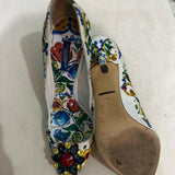Multicolor Majolica Print Brocade Fabric Bellucci Crystal Embellished Pointed Toe Pumps - Endless - UAE Rental and Resale for Women's Fashion
