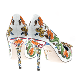 Multicolor Majolica Print Brocade Fabric Bellucci Crystal Embellished Pointed Toe Pumps - Endless - UAE Rental and Resale for Women's Fashion