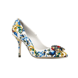 Multicolor Majolica Print Brocade Fabric Bellucci Crystal Embellished Pointed Toe Pumps - Endless - UAE Rental and Resale for Women's Fashion