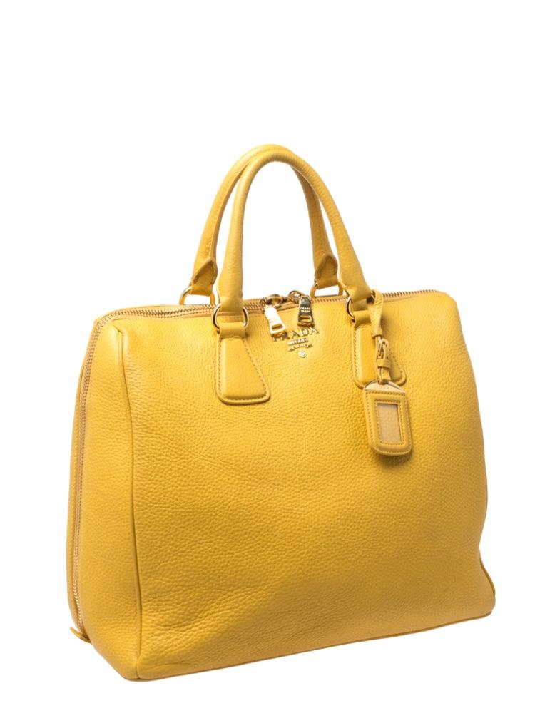 Mustard Yellow Leather Tote Handbag - Endless - UAE Rental and Resale for Women's Fashion