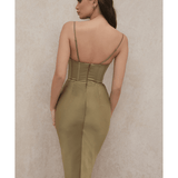 Myrna Olive Corset Slip Dress - Endless - UAE Rental and Resale for Women's Fashion