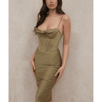 Myrna Olive Corset Slip Dress - Endless - UAE Rental and Resale for Women's Fashion