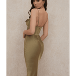 Myrna Olive Corset Slip Dress - Endless - UAE Rental and Resale for Women's Fashion