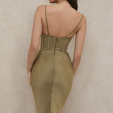 Myrna Olive Green Slip Dress - Endless - UAE Rental and Resale for Women's Fashion