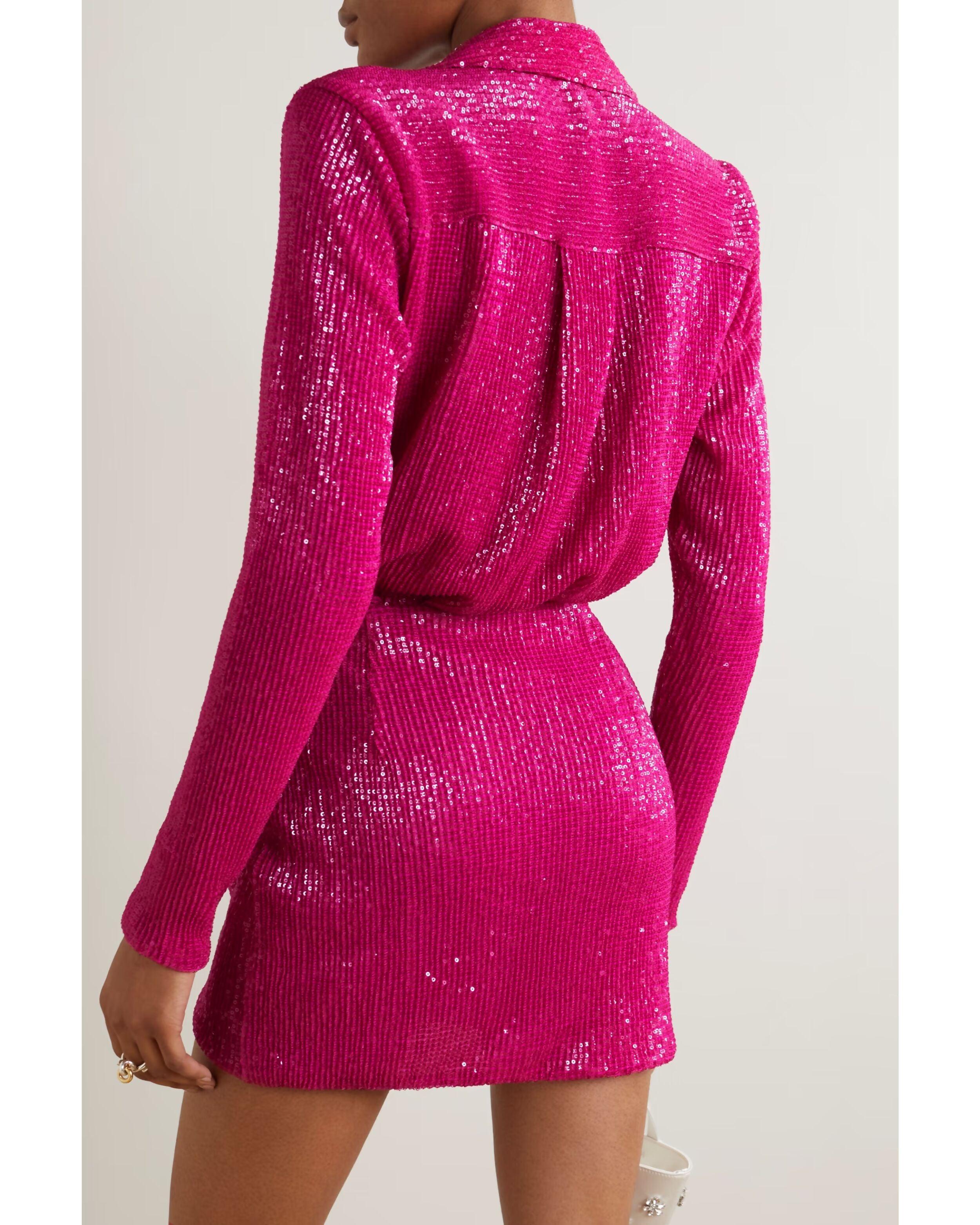 Naha Wrap-Effect Sequined Tulle Mini Shirt Dress - Endless - UAE Rental and Resale for Women's Fashion