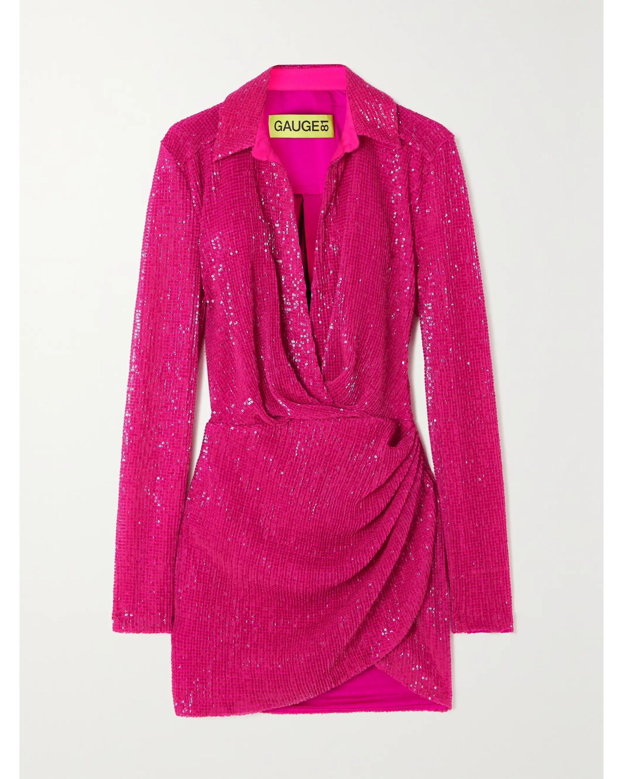 Naha Wrap-Effect Sequined Tulle Mini Shirt Dress - Endless - UAE Rental and Resale for Women's Fashion