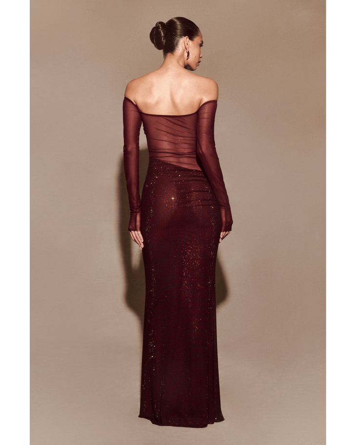 Nash Diamante Off Shoulder Maxi Dress - Endless - UAE Rental and Resale for Women's Fashion