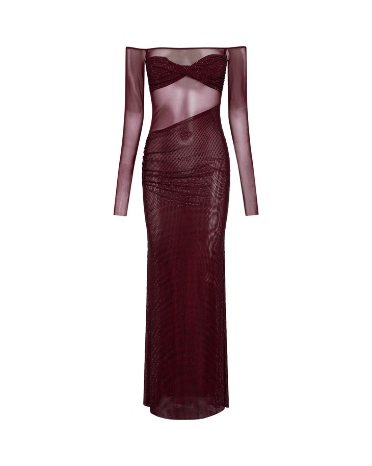 Nash Diamante Off Shoulder Maxi Dress - Endless - UAE Rental and Resale for Women's Fashion