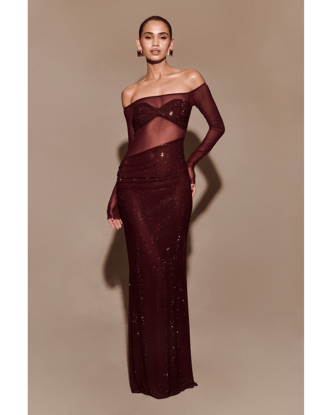 Nash Diamante Off Shoulder Maxi Dress - Endless - UAE Rental and Resale for Women's Fashion