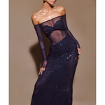 Nash Diamante Off Shoulder Maxi Dress - Endless - UAE Rental and Resale for Women's Fashion