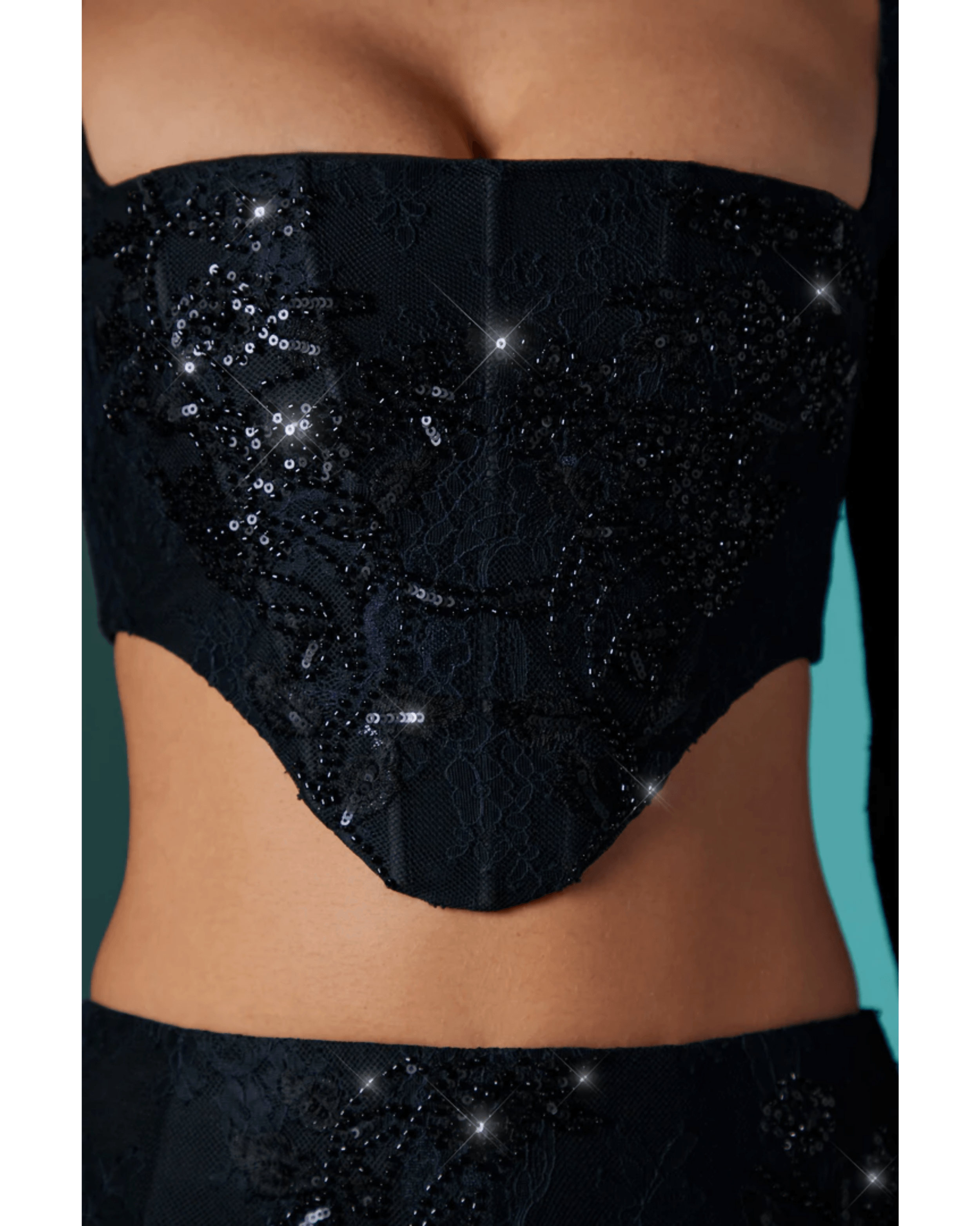 Neve Long Sleeve Corset Top & Romy Embellished Mini Skirt Set - Endless - UAE Rental and Resale for Women's Fashion