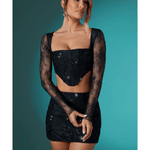 Neve Long Sleeve Corset Top & Romy Embellished Mini Skirt Set - Endless - UAE Rental and Resale for Women's Fashion