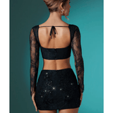 Neve Long Sleeve Corset Top & Romy Embellished Mini Skirt Set - Endless - UAE Rental and Resale for Women's Fashion