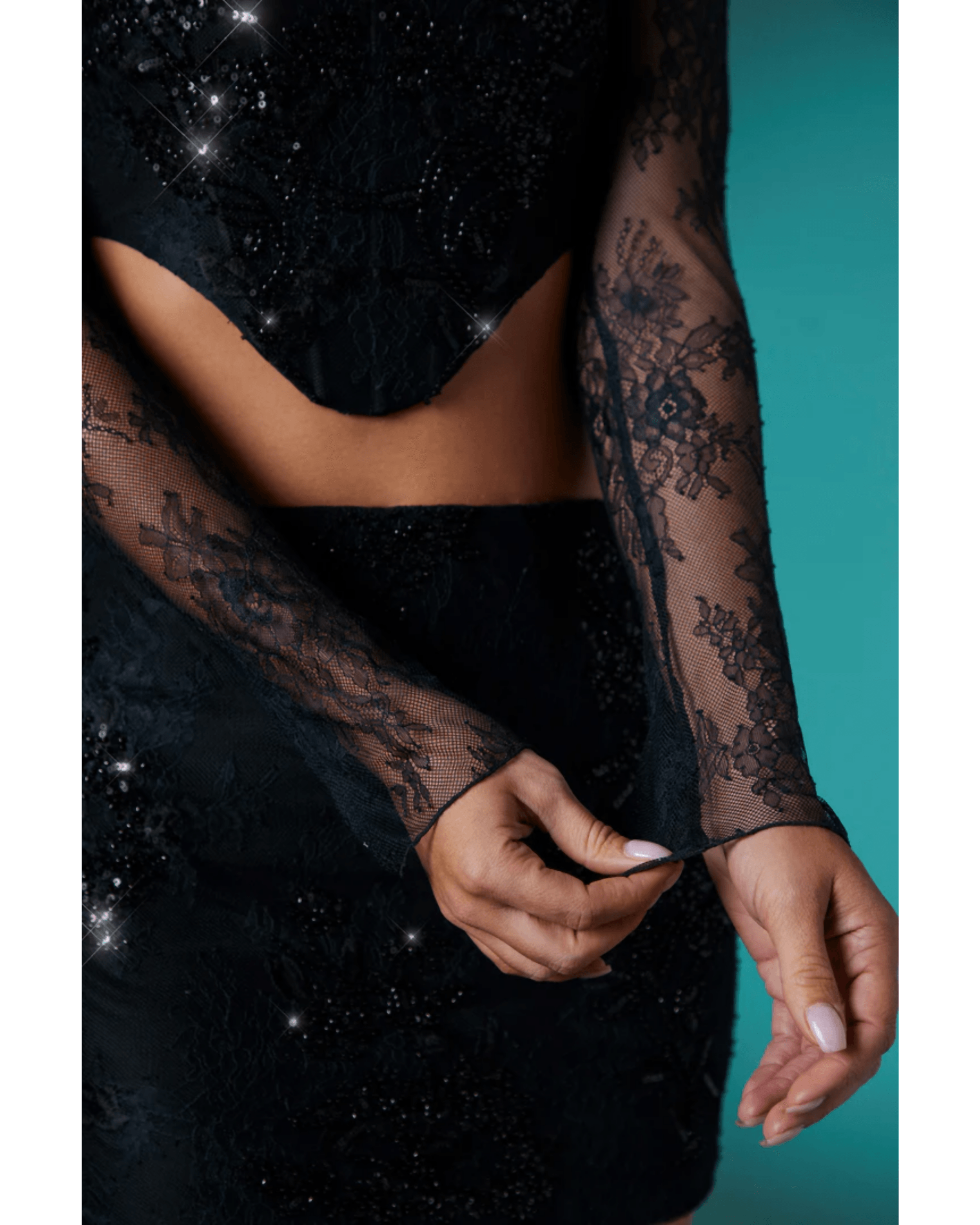 Neve Long Sleeve Corset Top & Romy Embellished Mini Skirt Set - Endless - UAE Rental and Resale for Women's Fashion