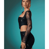 Neve Long Sleeve Corset Top & Romy Embellished Mini Skirt Set - Endless - UAE Rental and Resale for Women's Fashion