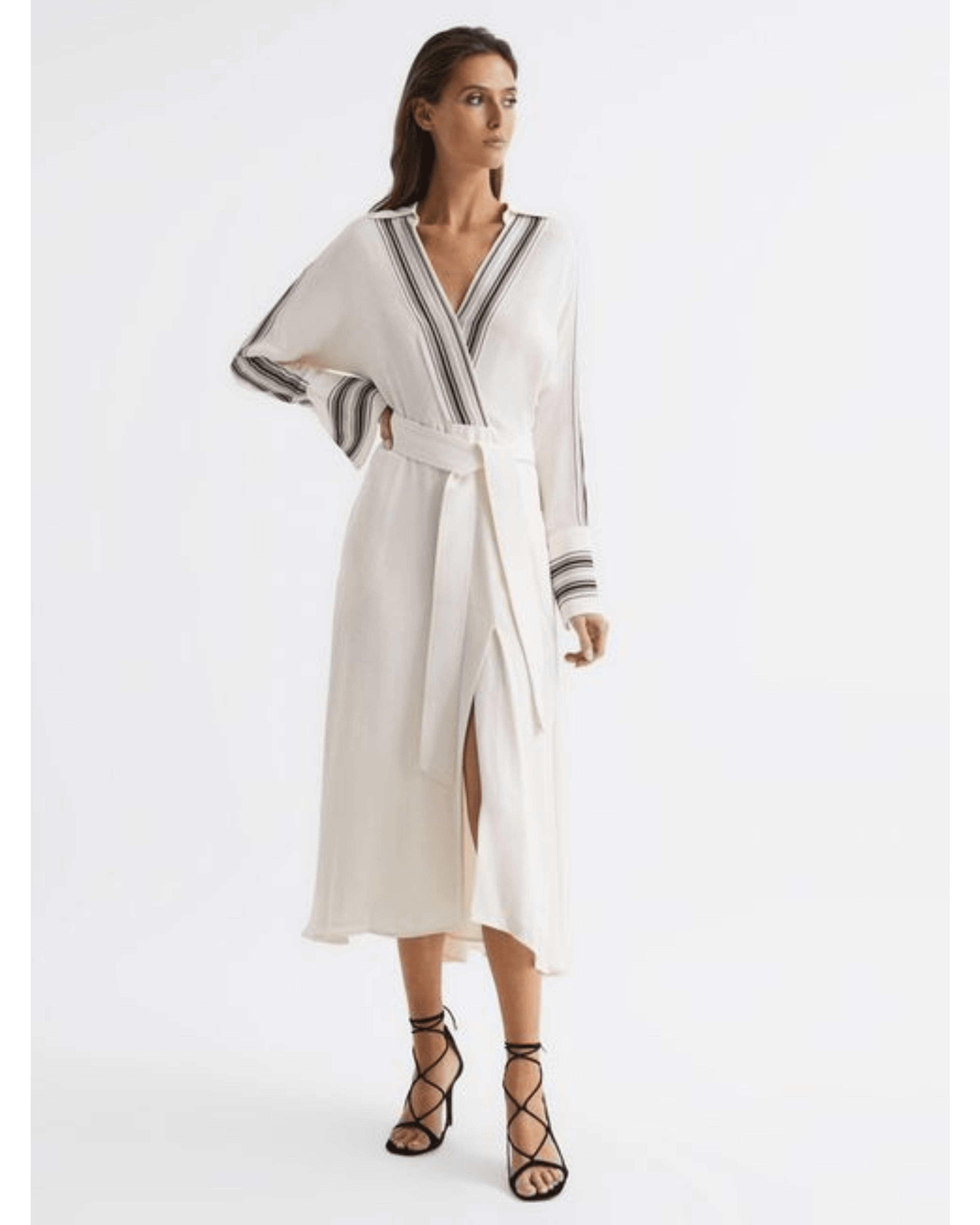 Nyla Side Stripe Tie Front Midi Dress - Endless - UAE Rental and Resale for Women's Fashion