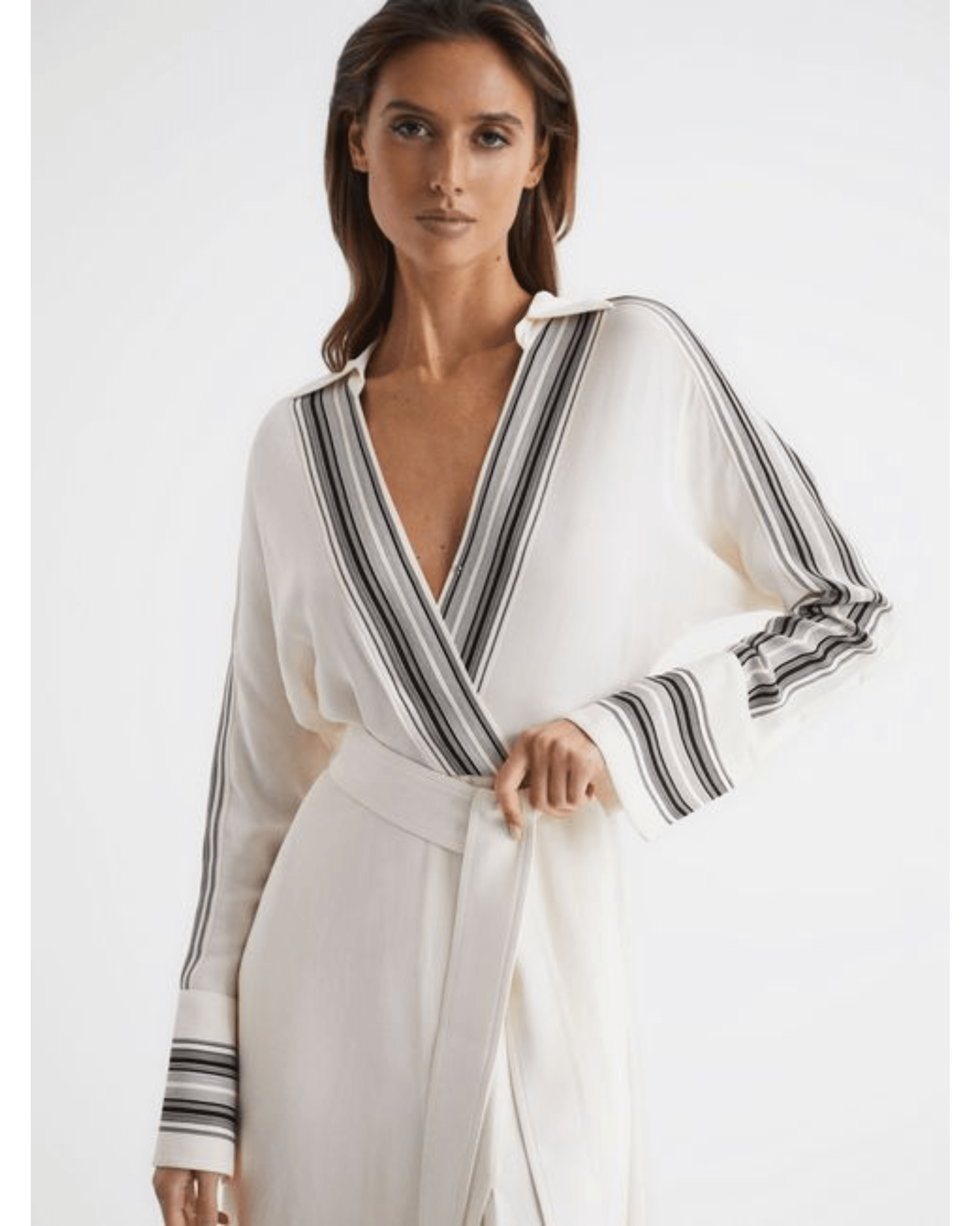 Nyla Side Stripe Tie Front Midi Dress - Endless - UAE Rental and Resale for Women's Fashion