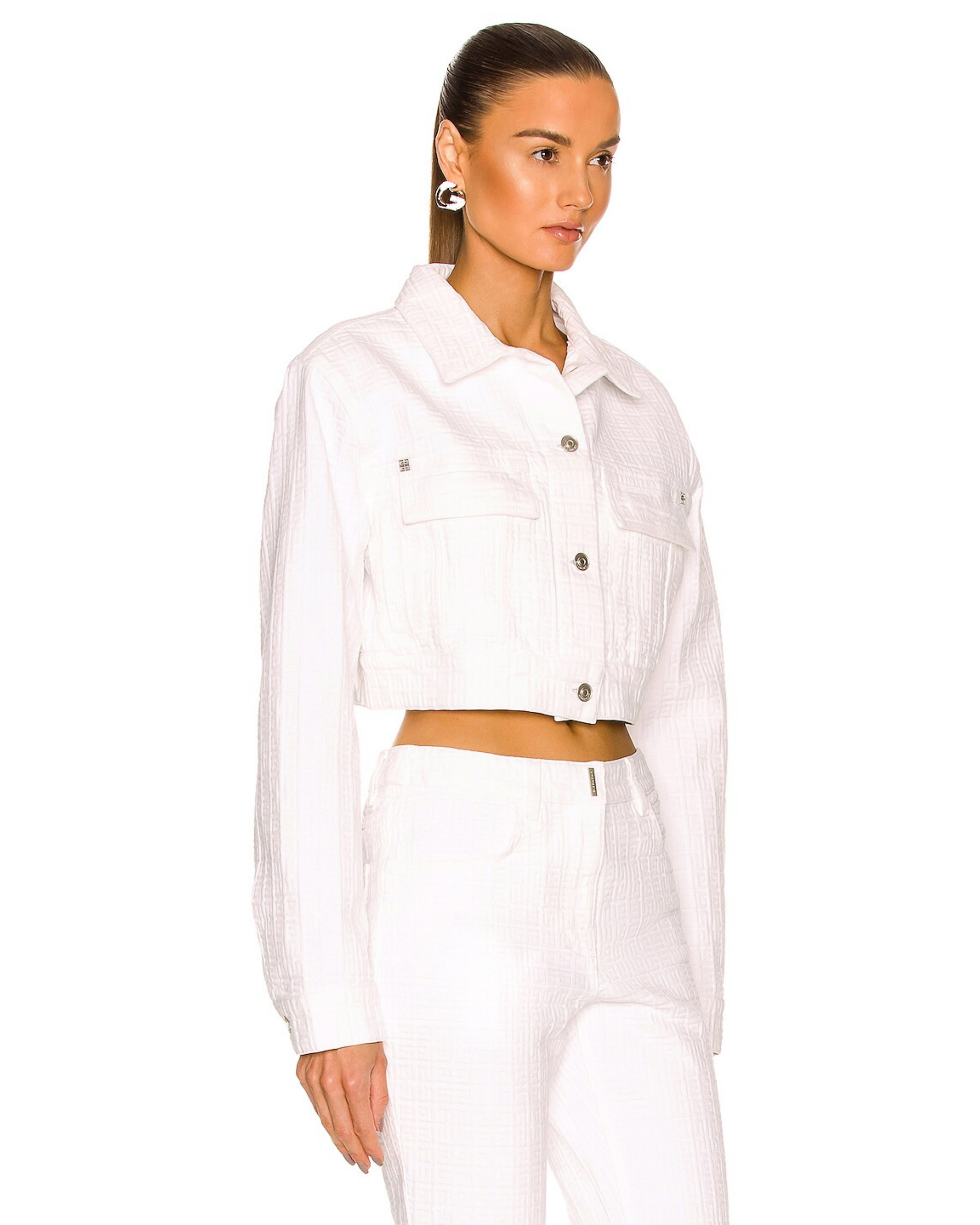 White 4G Jacquard Denim Cropped Jacket — Givenchy | Endless UAE