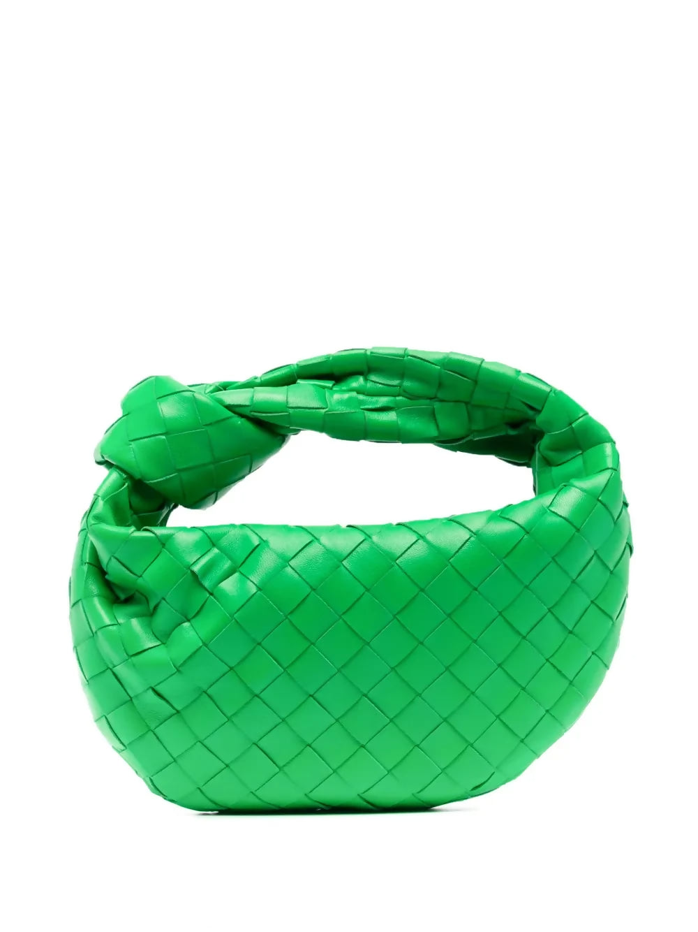 Green woven leather mini hobo bag with twisted handles — Endless | Endless UAE