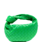 Green woven leather mini hobo bag with twisted handles — Endless | Endless UAE