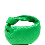 Green woven leather mini hobo bag with twisted handles — Endless | Endless UAE