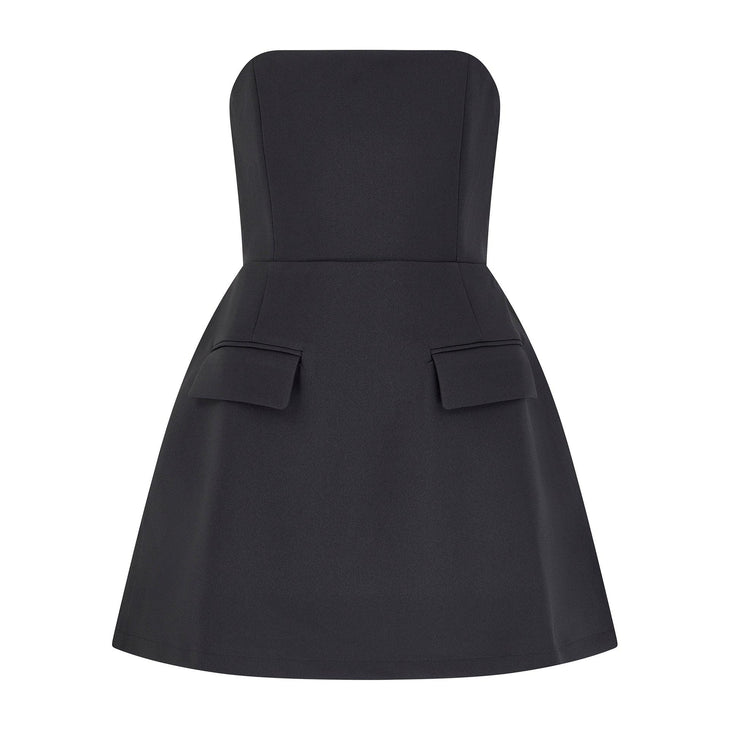 Black strapless mini dress with structured bodice — Odd Muse | Endless UAE
