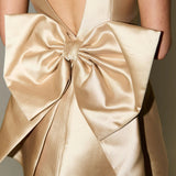 The Ultimate Muse Bow Detail Mini Dress | Gold