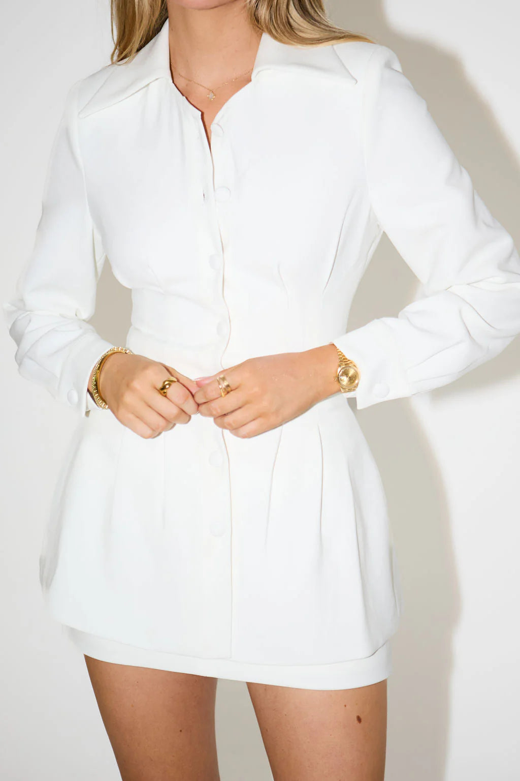 White button-up shirt dress with long sleeves — Odd Muse | Endless UAE