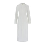 White long sleeve collar maxi dress with front slit — Odd Muse | Endless UAE