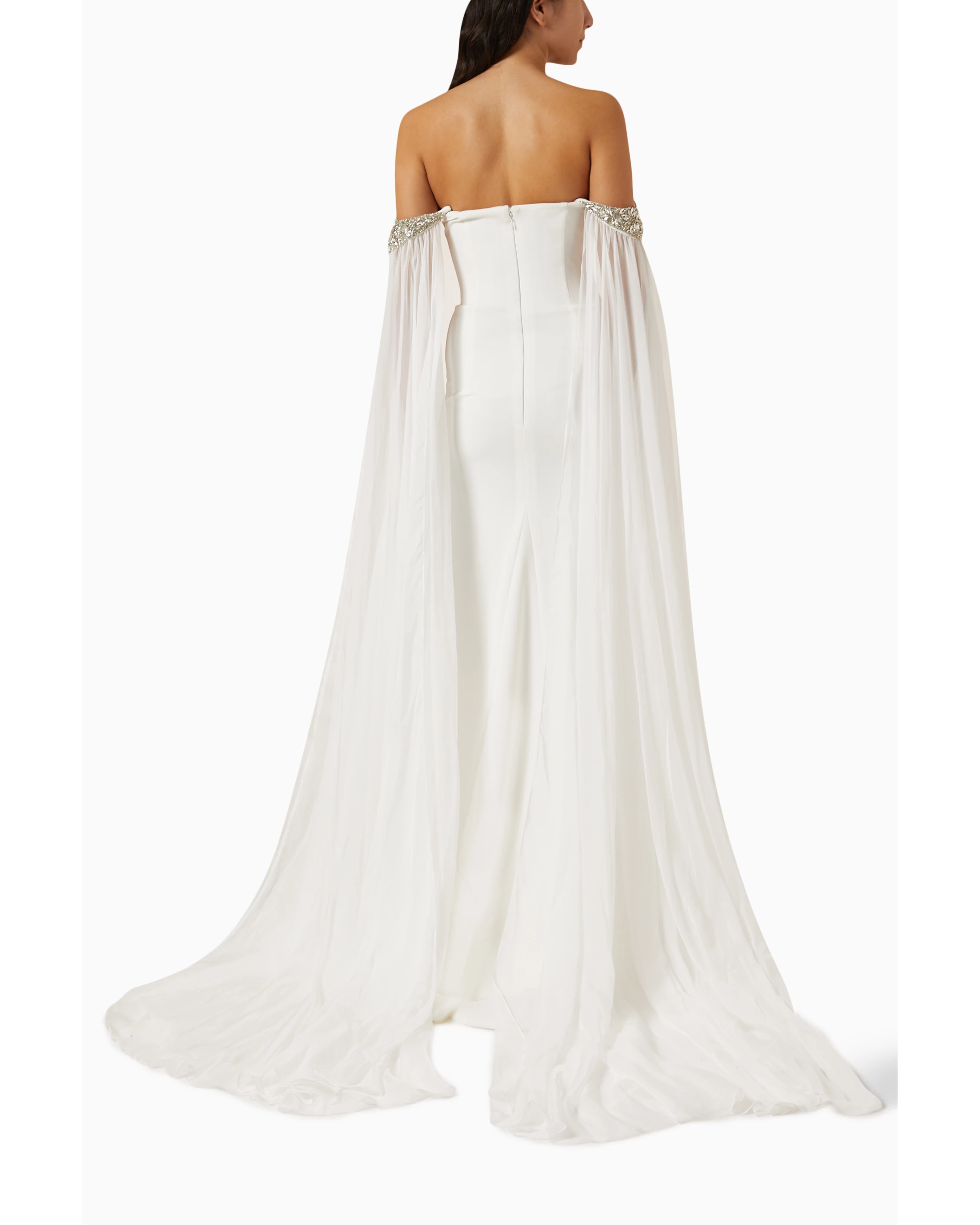 Off-shoulder Cape-sleeve Mermaid Gown - Endless - UAE Rental and Resale for Women's Fashion