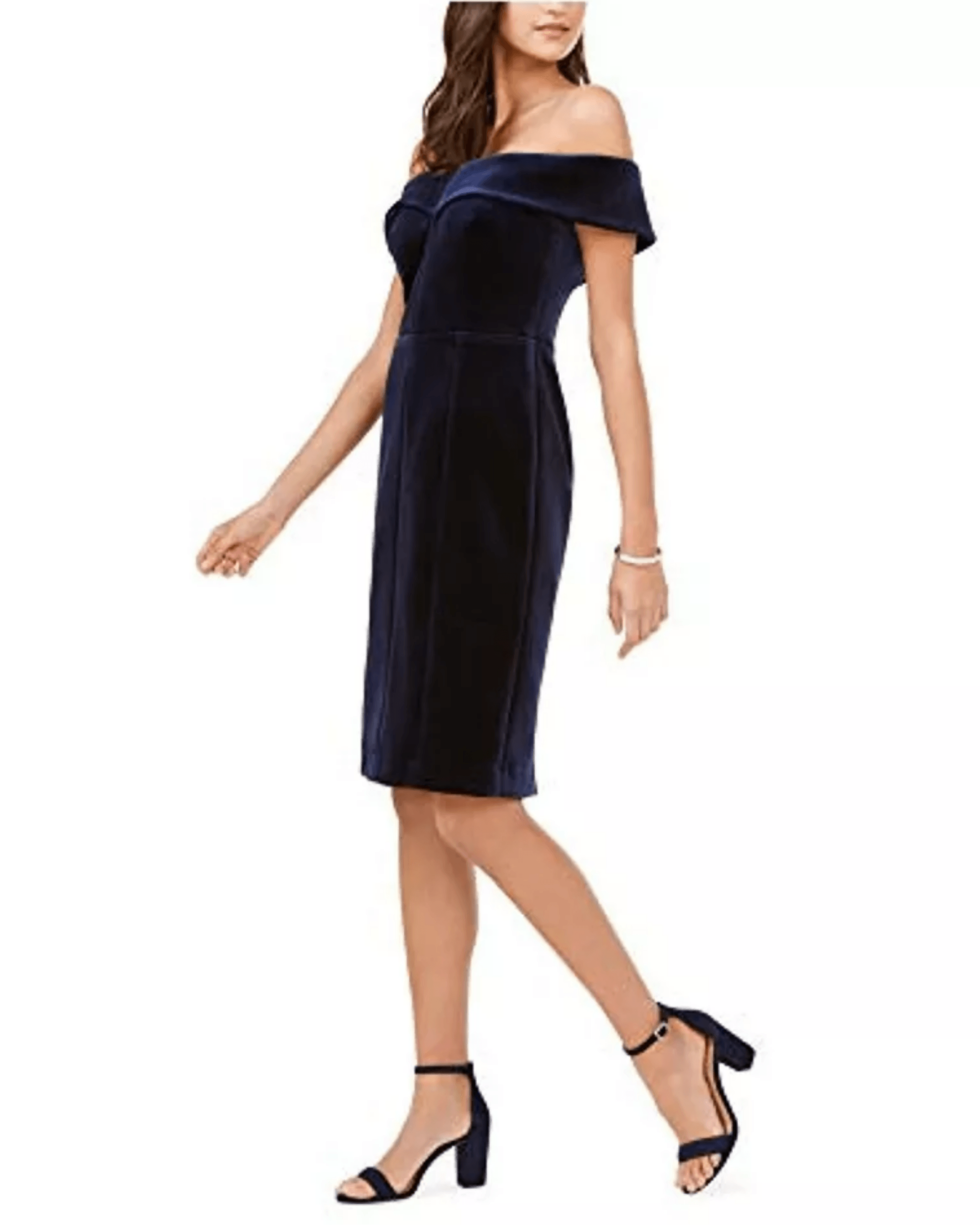 Off Shoulder Navy Velvet - Endless - UAE Rental and Resale for Women's Fashion