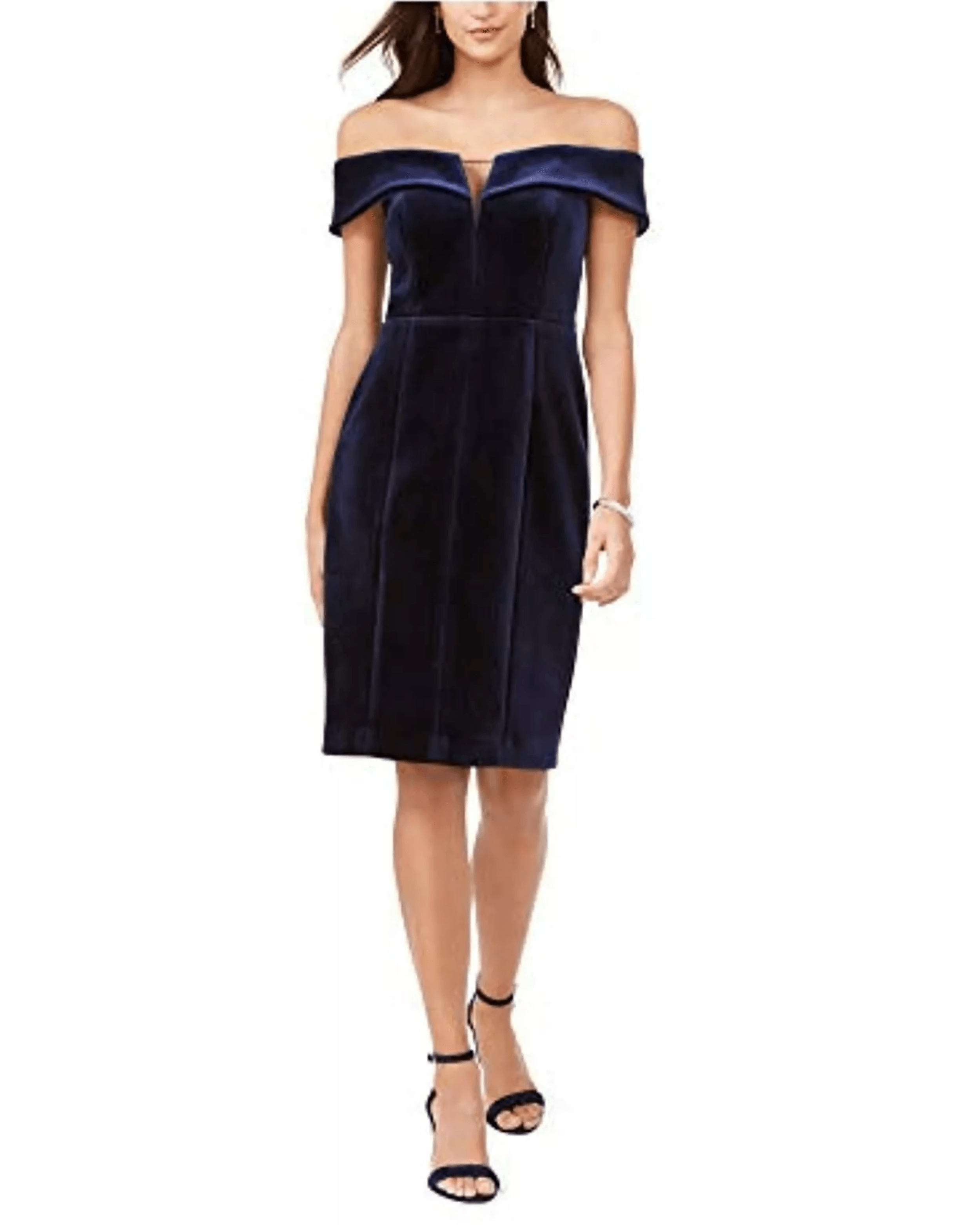 Off Shoulder Navy Velvet - Endless - UAE Rental and Resale for Women's Fashion