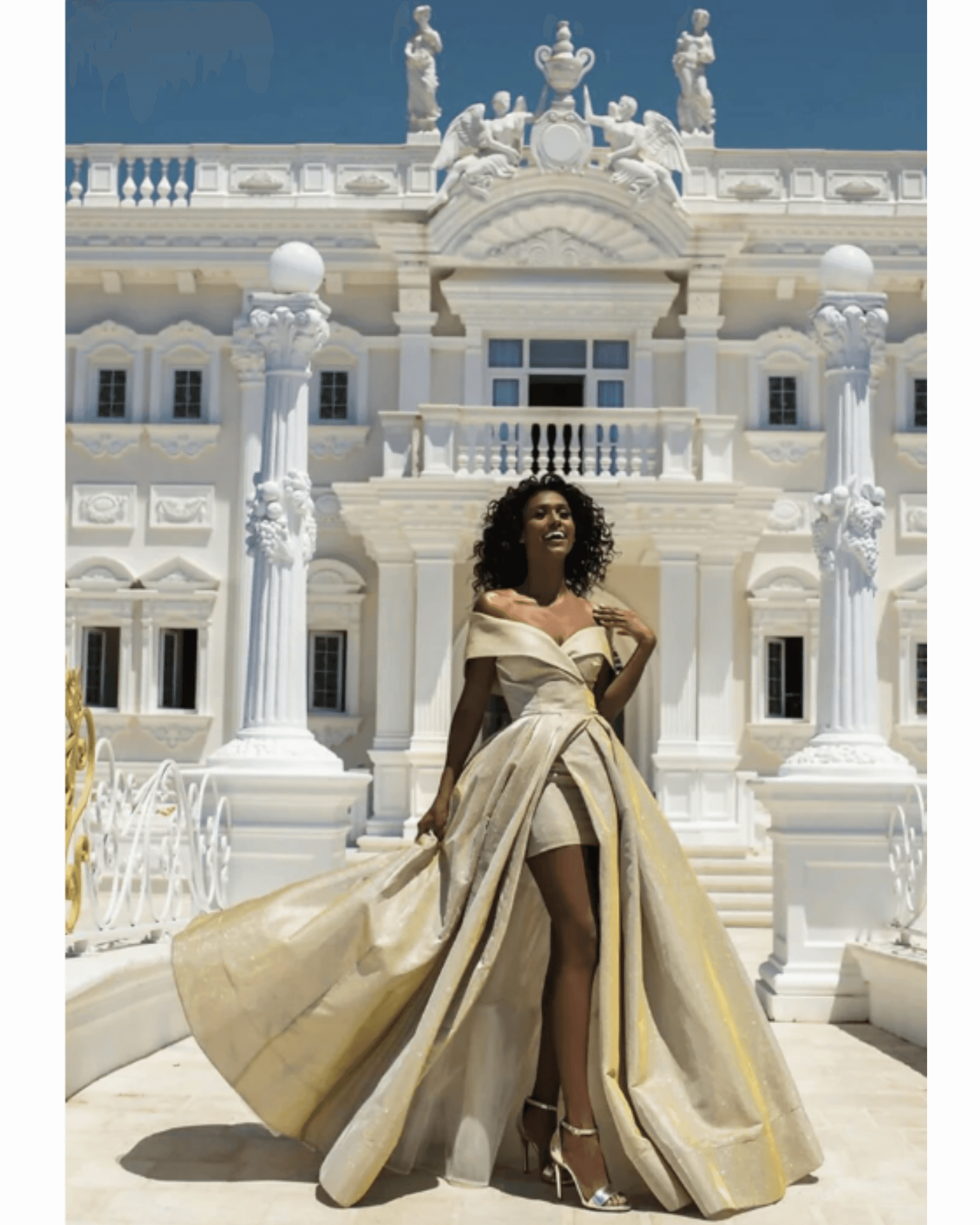Off The Shoulder Dress with Overskirt - Endless - UAE Rental and Resale for Women's Fashion