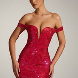 Leonora Embellished Off-Shoulder Mini Dress