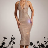 Munira Embellished Plunge Midaxi Dress