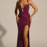 Sansel Embellished Halterneck Gown