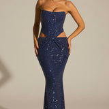 Saphira Embellished Cut-Out Draped Corset Gown