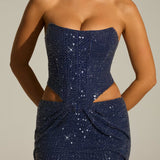 Saphira Embellished Cut-Out Draped Corset Gown