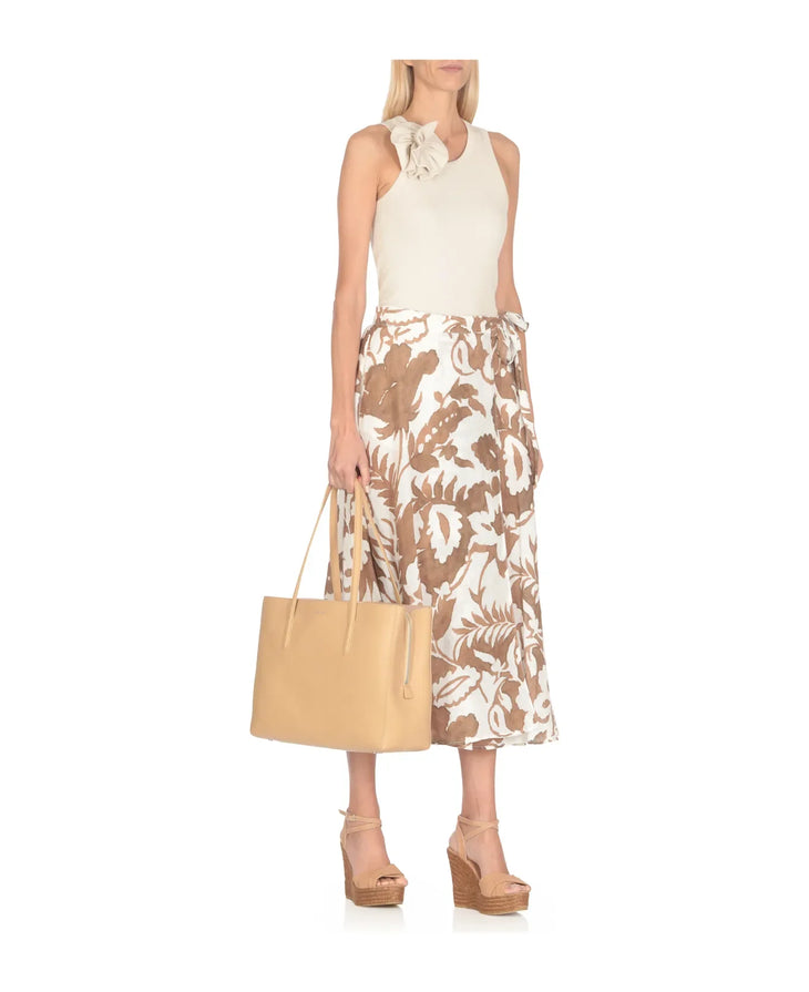Beige leather tote bag with dual handles and minimalist design — Coccinelle | Endless UAE