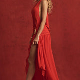 Oliana Asymmetric Halterneck Maxi Dress