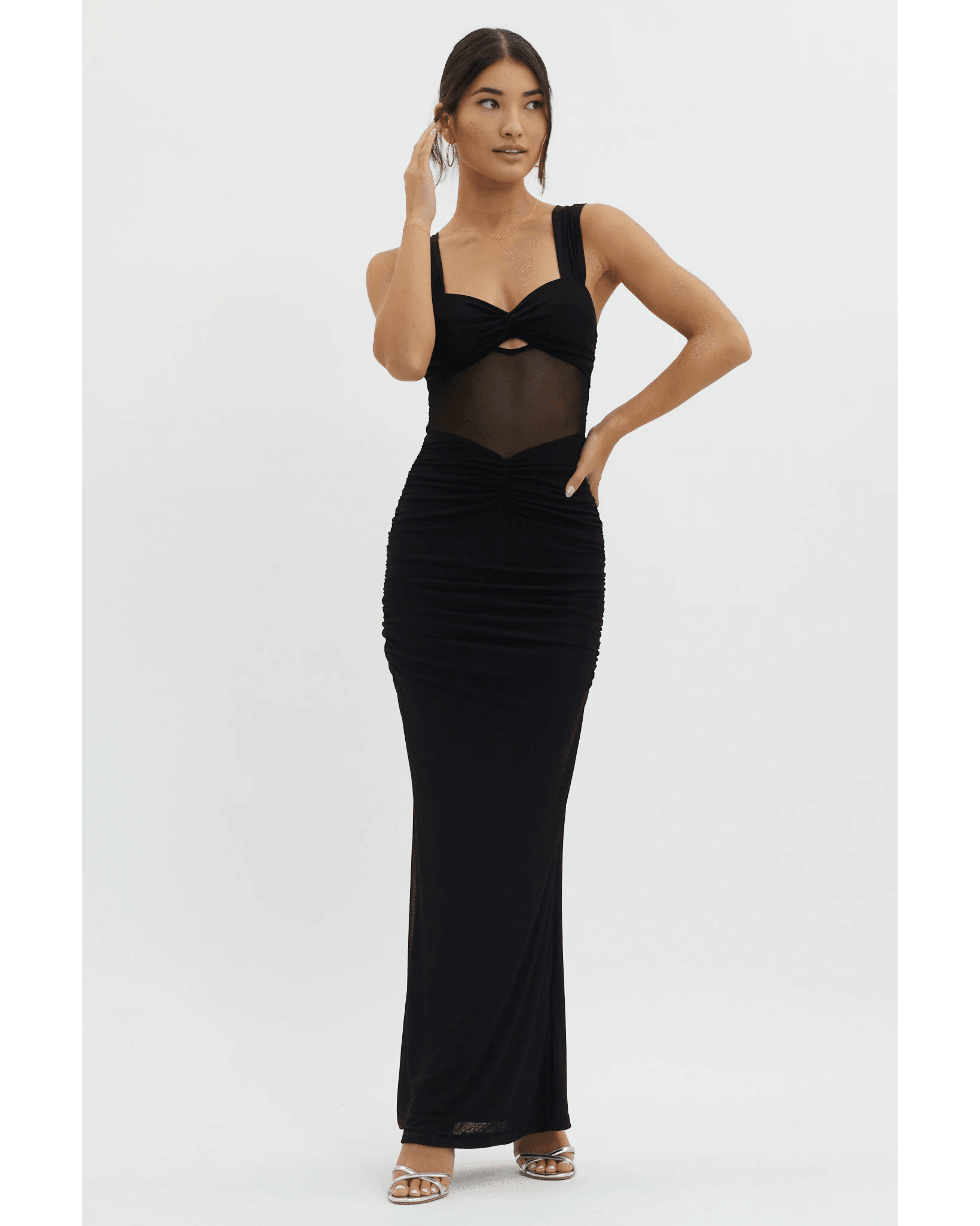 Oliana Sheer Waist Keyhole Maxi Dress - Endless - UAE Rental and Resale for Women's Fashion