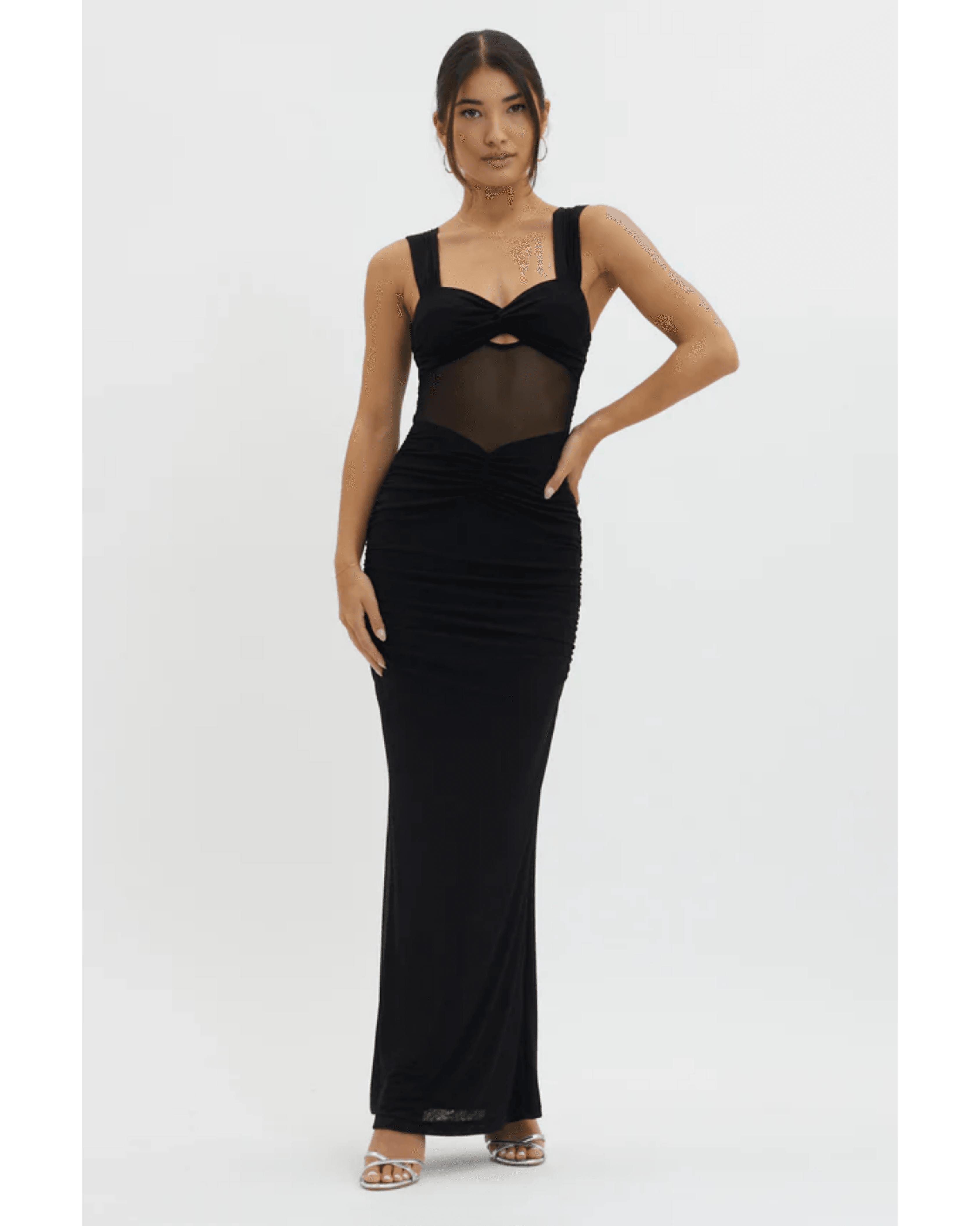 Oliana Sheer Waist Keyhole Maxi Dress - Endless - UAE Rental and Resale for Women's Fashion
