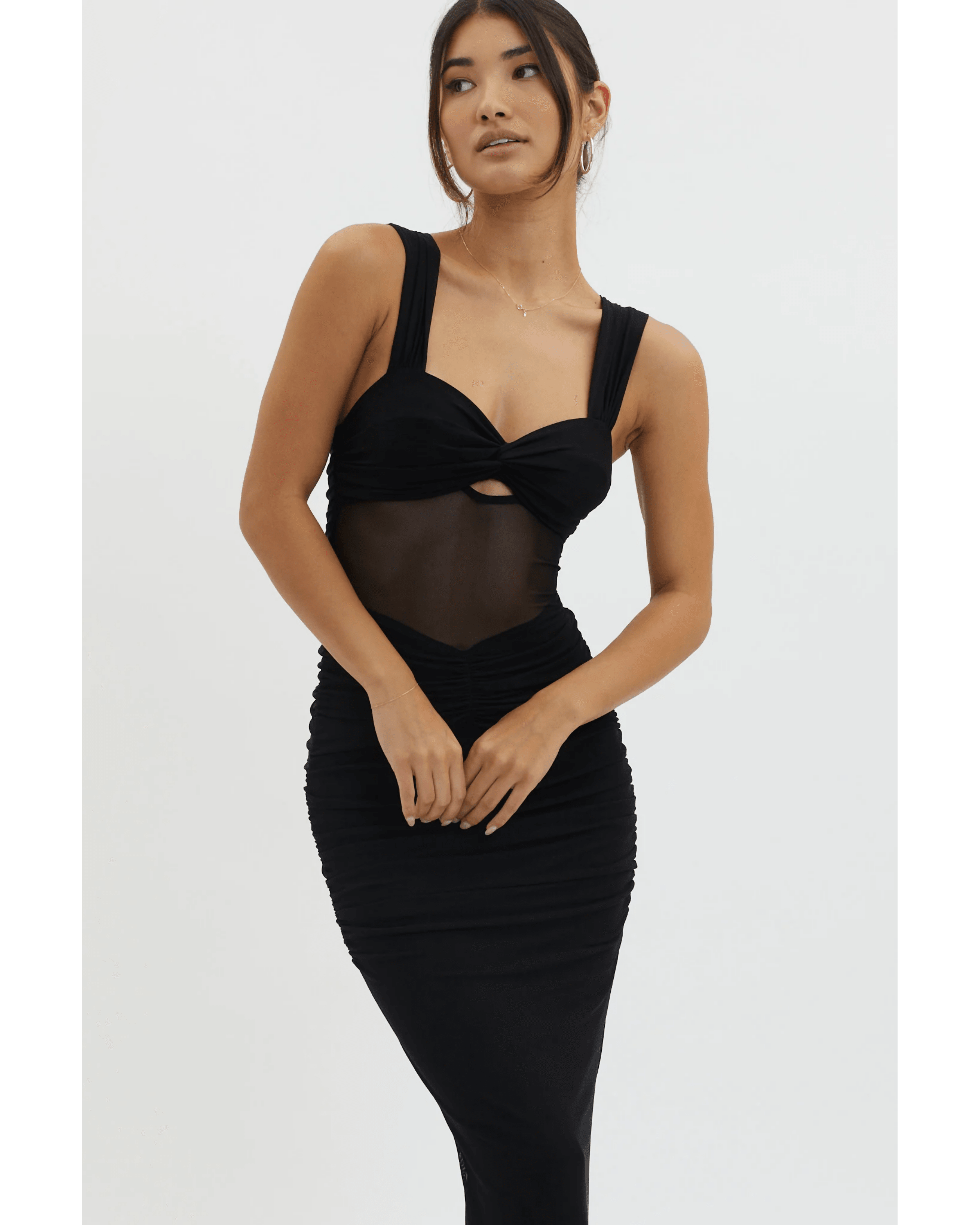 Oliana Sheer Waist Keyhole Maxi Dress - Endless - UAE Rental and Resale for Women's Fashion