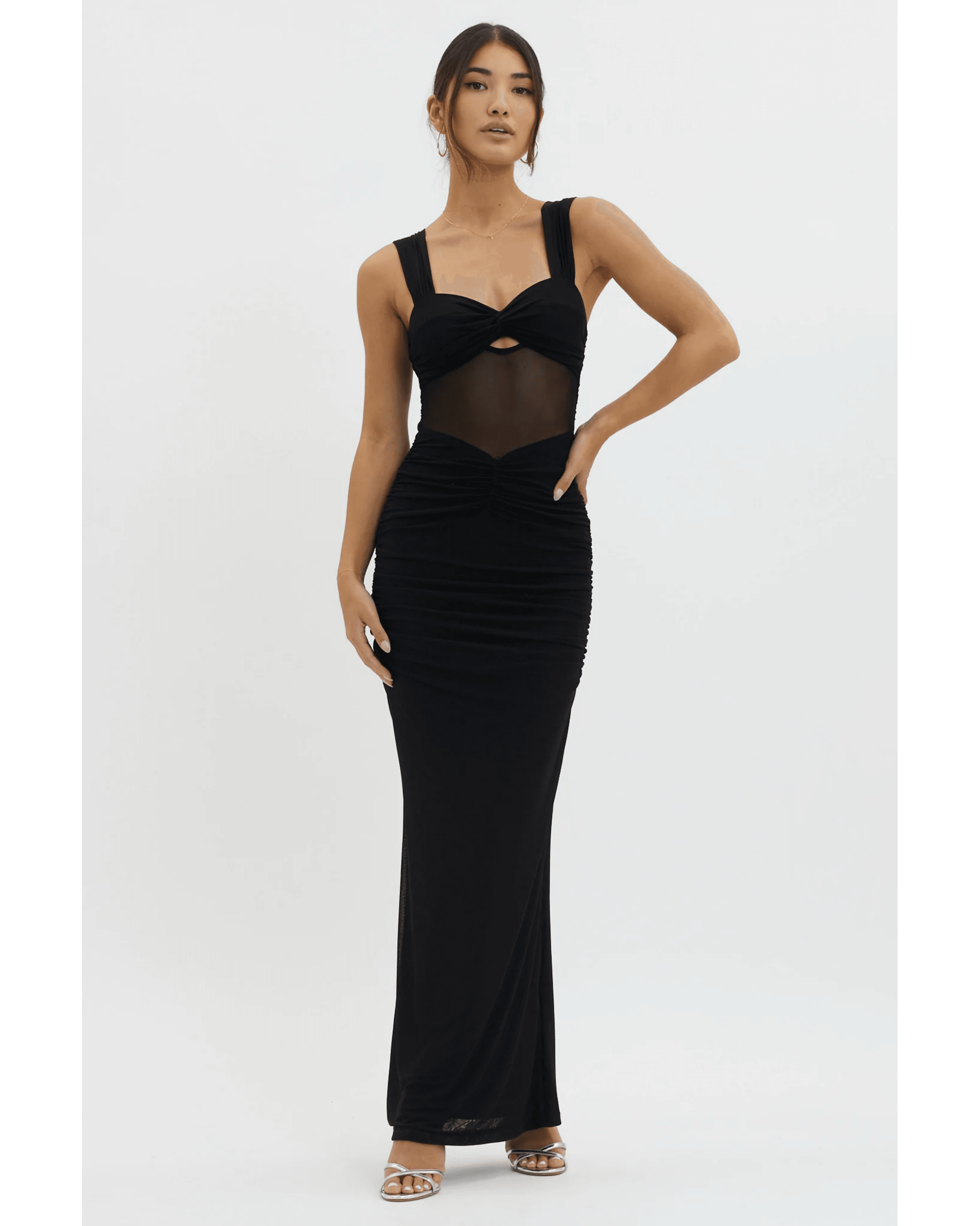 Oliana Sheer Waist Keyhole Maxi Dress - Endless - UAE Rental and Resale for Women's Fashion